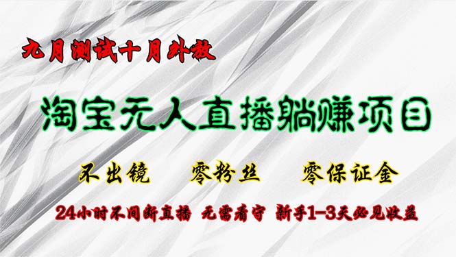 淘宝无人直播最新玩法，九月测试十月外放，不出镜零粉丝零保证金，24小…-千创分享