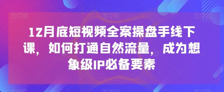 12月底短视频全案操盘手线下课，如何打通自然流量，成为想象级IP必备要素-千创分享