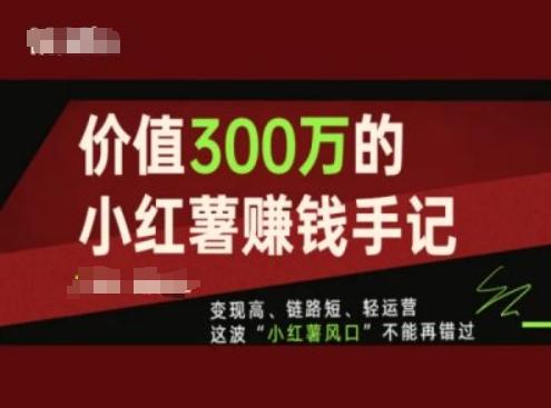 价值300万的小红书赚钱手记，变现高、链路短、轻运营，这波“小红薯风口”不能再错过-千创分享