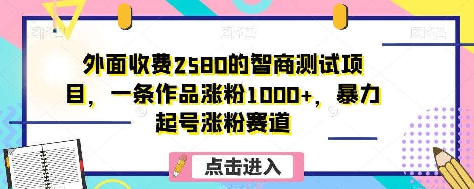 外面收费2580的智商测试项目，一条作品涨粉1000+，暴力起号涨粉赛道【揭秘】-千创分享