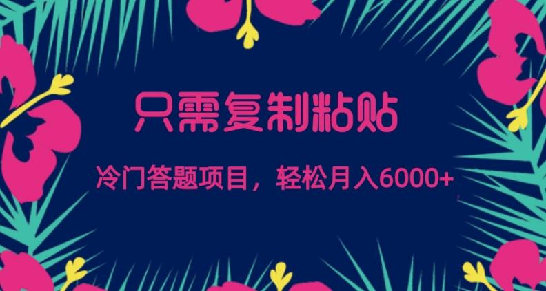 只需复制粘贴，冷门答题项目，轻松月入6000-千创分享