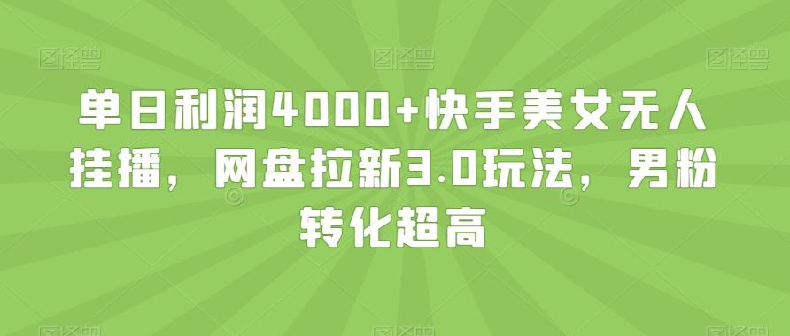 单日利润4000+快手美女无人挂播，网盘拉新3.0玩法，男粉转化超高【揭秘】-千创分享