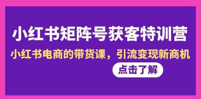 小红书矩阵号获客特训营-第10期，小红书电商的带货课，引流变现新商机-千创分享