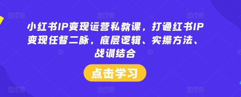 小红书IP变现运营私教课，打通红书IP变现任督二脉，底层逻辑、实操方法、战训结合-千创分享