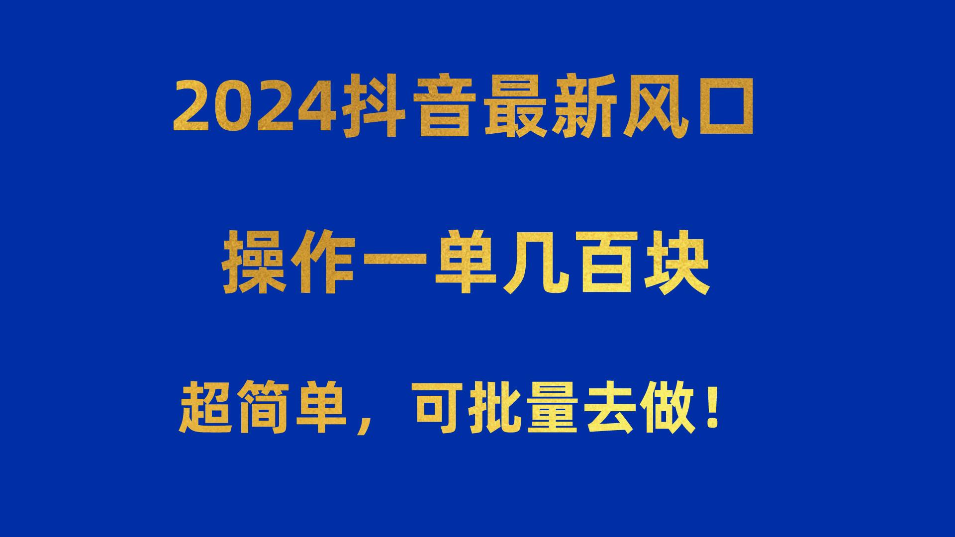 2024抖音最新风口！操作一单几百块！超简单，可批量去做！！！-千创分享