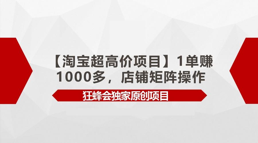 【淘宝超高价项目】1单赚1000多，店铺矩阵操作-千创分享