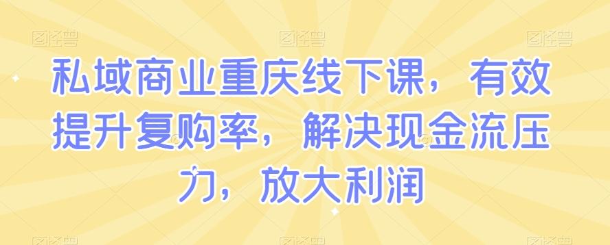 私域商业重庆线下课，有效提升复购率，解决现金流压力，放大利润-千创分享