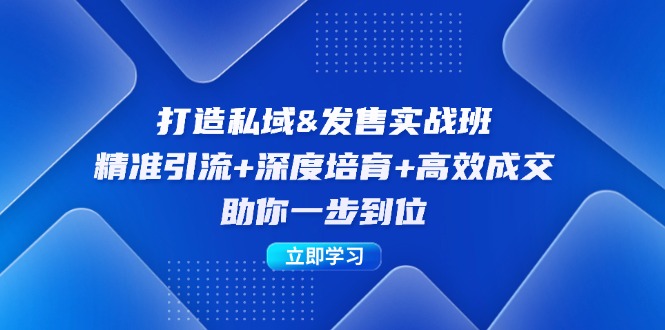 打造私域&发售实操班：精准引流+深度培育+高效成交，助你一步到位-千创分享