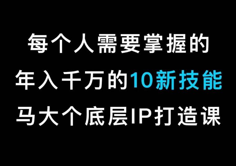 马大个的IP底层逻辑课，​每个人需要掌握的年入千万的10新技能，约会底层IP打造方法！-千创分享