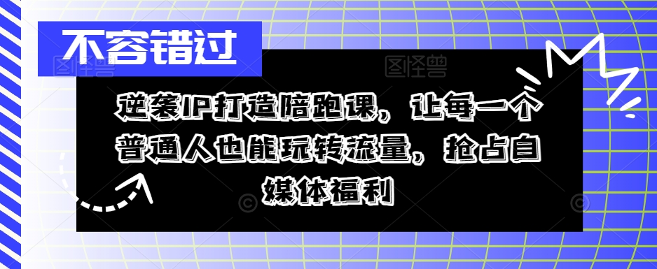 逆袭IP打造陪跑课，让每一个普通人也能玩转流量，抢占自媒体福利-千创分享