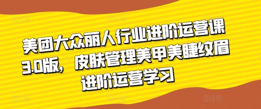 美团大众丽人行业进阶运营课3.0版，皮肤管理美甲美睫纹眉进阶运营学习-千创分享