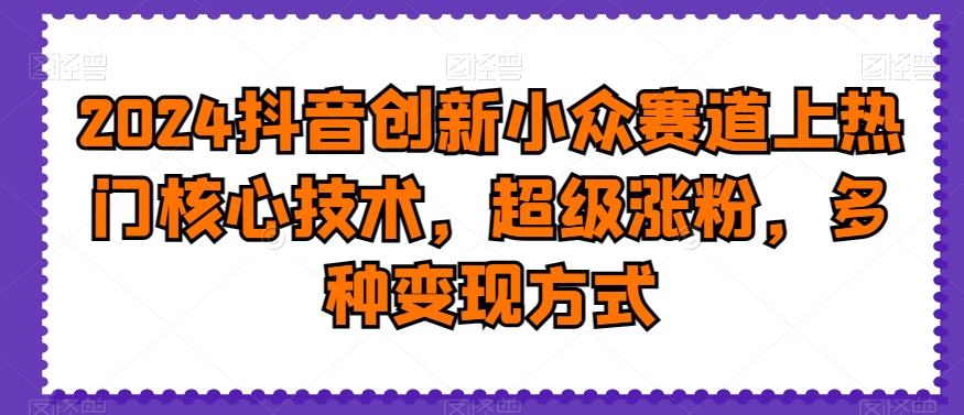 2024抖音创新小众赛道上热门核心技术，超级涨粉，多种变现方式【揭秘】-千创分享