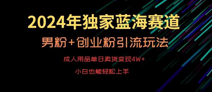 2024年独家蓝海赛道，成人用品单日卖货变现4W+，男粉+创业粉引流玩法，不愁搞不到流量【揭秘】-千创分享