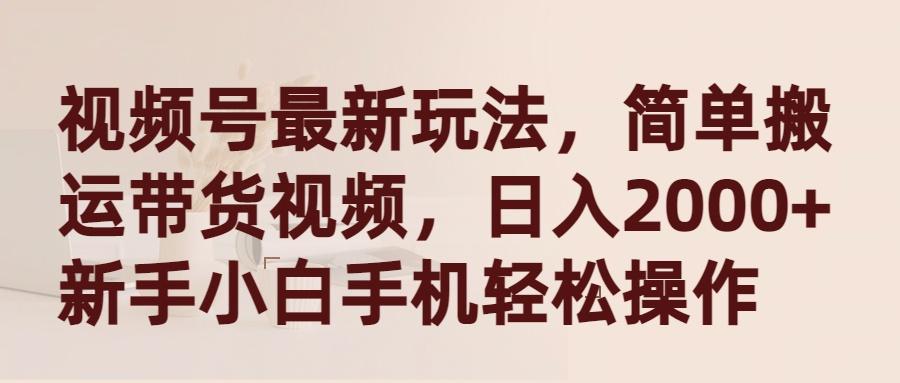 (9486期)视频号最新玩法，简单搬运带货视频，日入2000+，新手小白手机轻松操作-千创分享