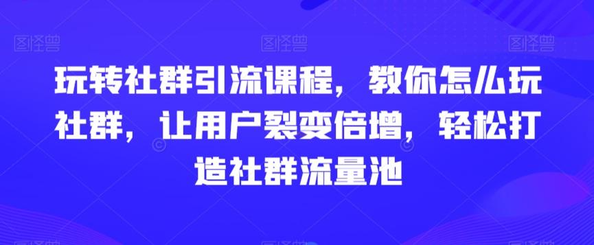 玩转社群引流课程，教你怎么玩社群，让用户裂变倍增，轻松打造社群流量池-千创分享