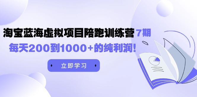 (9541期)黄岛主《淘宝蓝海虚拟项目陪跑训练营7期》每天200到1000+的纯利润-千创分享