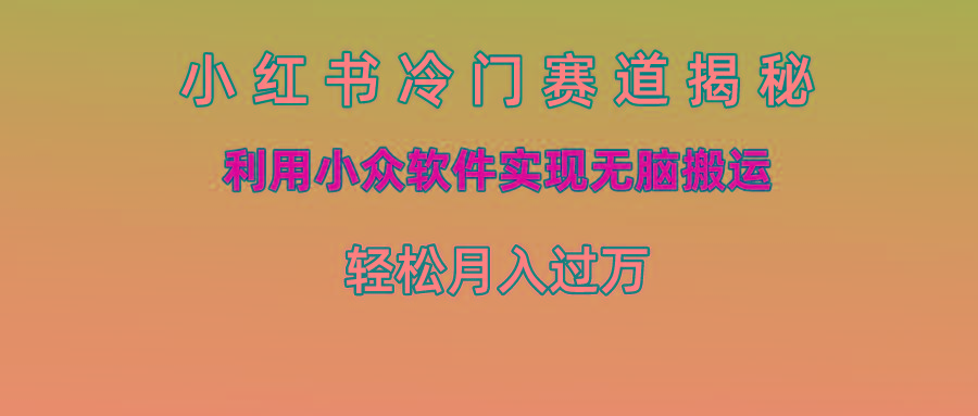 小红书冷门赛道揭秘,利用小众软件实现无脑搬运，轻松月入过万-千创分享