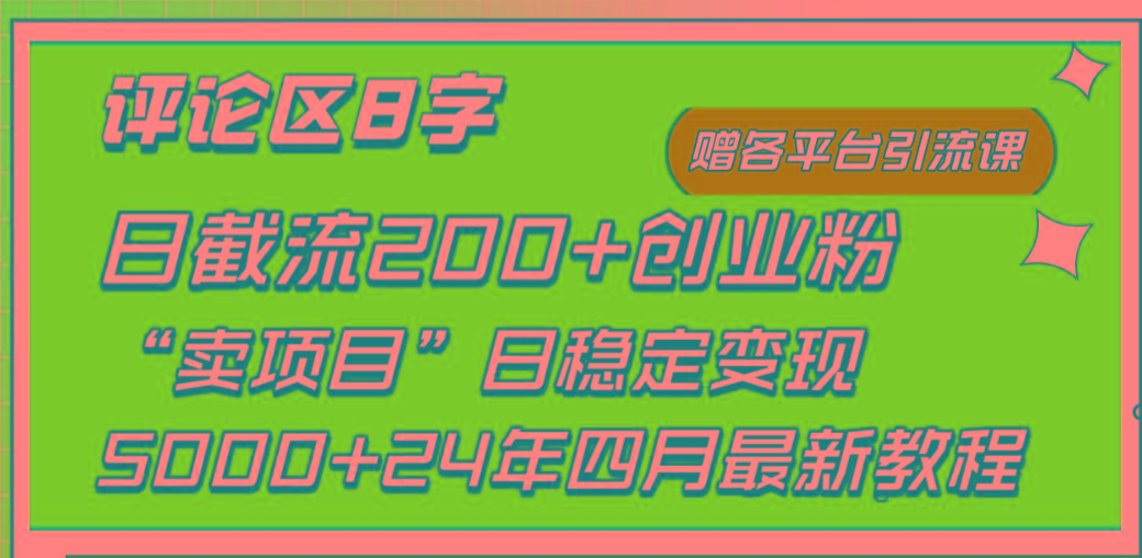 (9851期)评论区8字日载流200+创业粉  日稳定变现5000+24年四月最新教程！-千创分享