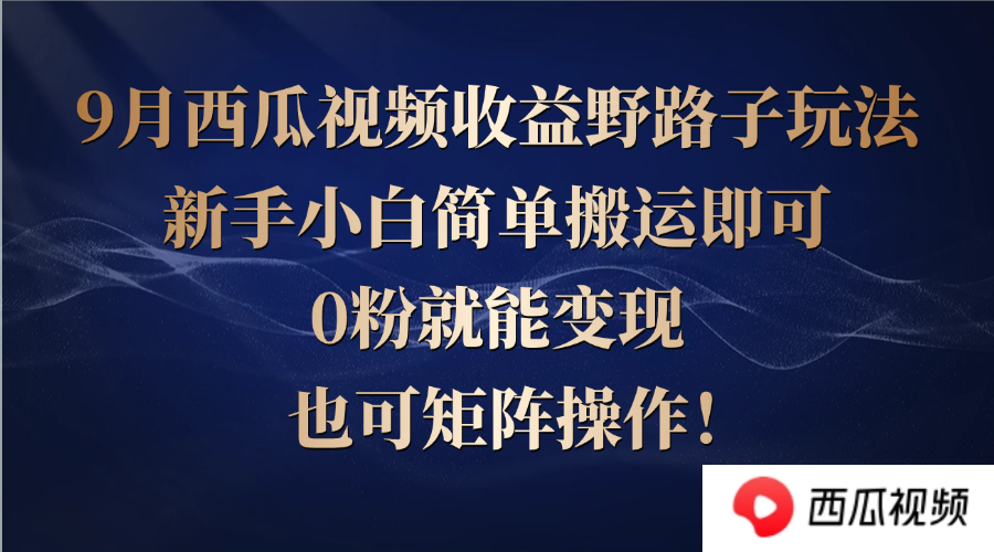 西瓜视频收益野路子玩法，新手小白简单搬运即可，0粉就能变现，也可矩…-千创分享