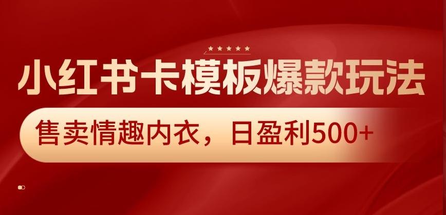 小红书卡模板爆款玩法，售卖情趣内衣，日盈利500+【揭秘】-千创分享