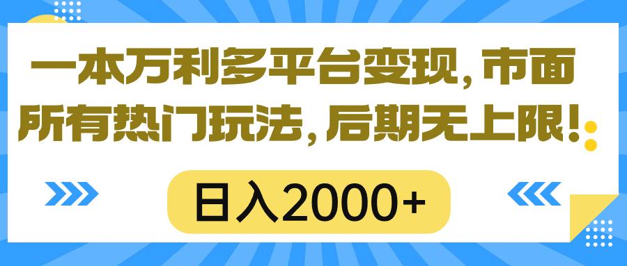 一本万利多平台变现，市面所有热门玩法，日入2000+，后期无上限！-千创分享