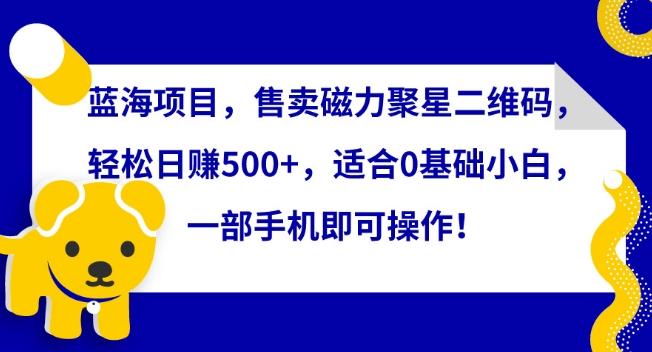 蓝海项目，售卖磁力聚星二维码，轻松日赚500+，适合0基础小白，一部手机即可操作【揭秘】-千创分享