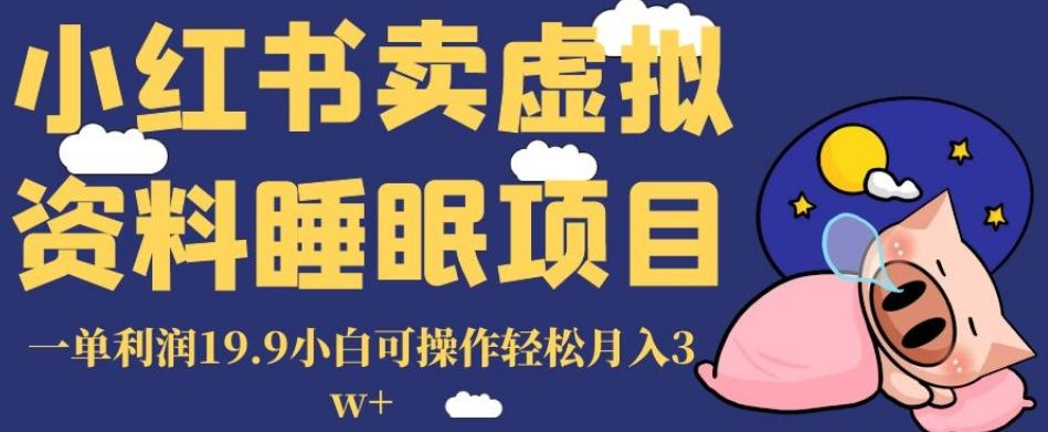 小红书卖虚拟资料睡眠项目，一单利润19.9小白可操作轻松月入3w+【揭秘】-千创分享