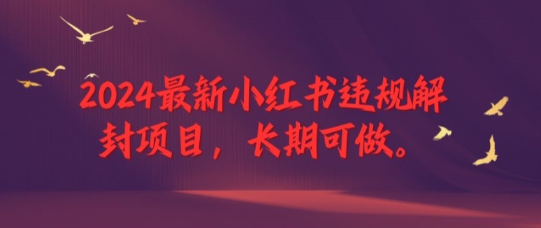 2024最新小红书违规解封项目，长期可做，一个可以做到退休的项目【揭秘】-千创分享