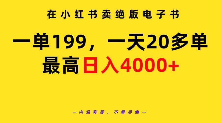 (9401期)在小红书卖绝版电子书，一单199 一天最多搞20多单，最高日入4000+教程+资料-千创分享