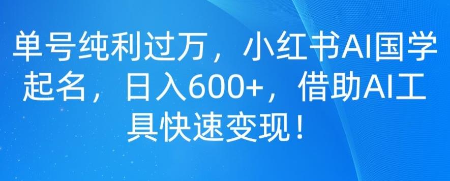 单号纯利过万，小红书AI国学起名，日入600+，借助AI工具快速变现-千创分享