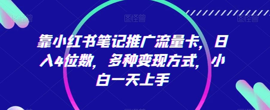 靠小红书笔记推广流量卡，日入4位数，多种变现方式，小白一天上手-千创分享