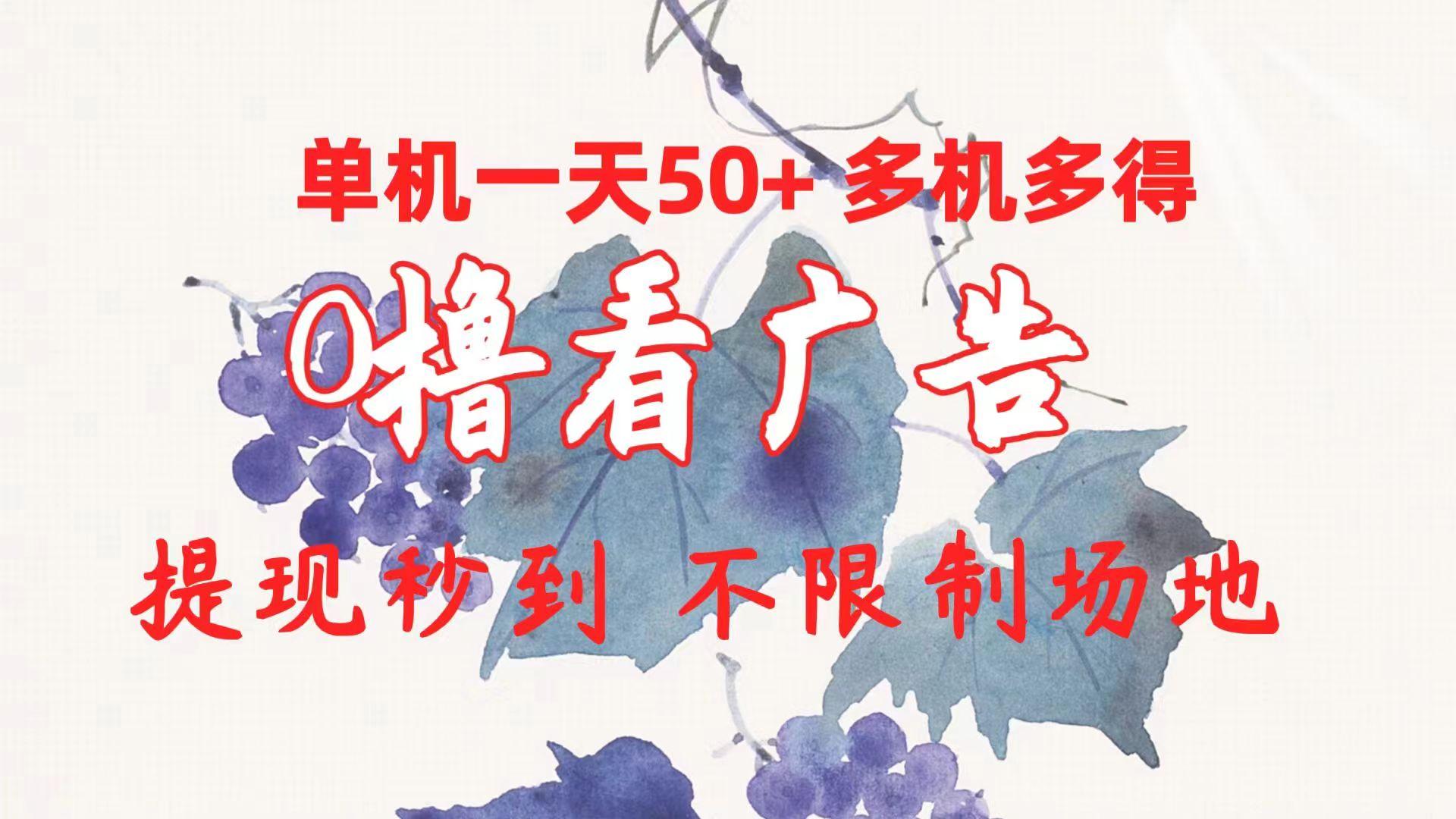 0撸看广告 单机一天50+多机多得 提现秒到 不限制场地操作-千创分享