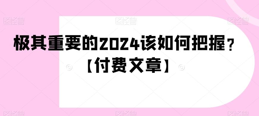 极其重要的2024该如何把握？【付费文章】-千创分享